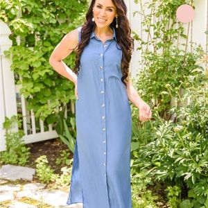Cozy co chambray dress small